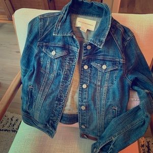 Pilcro Anthropologie cropped denim jacket
